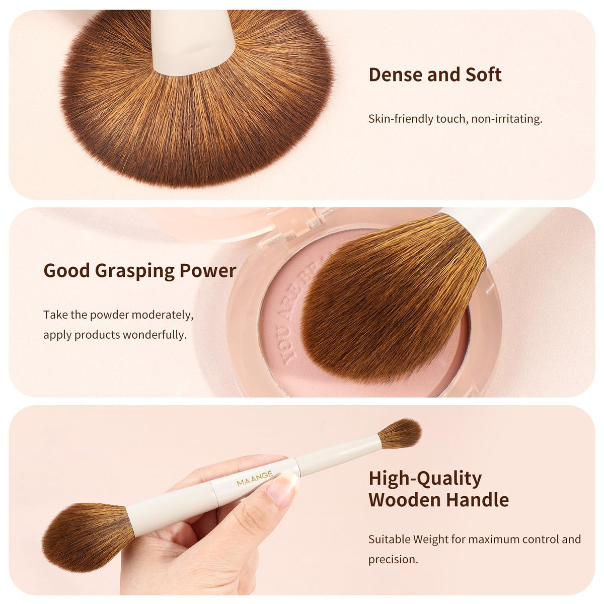MAANGE eyeshadow brush for precise lid color application.