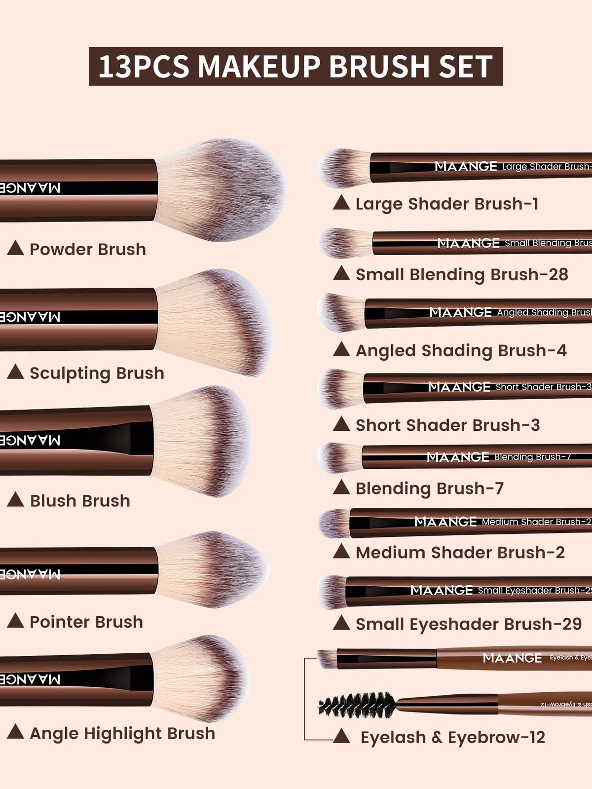 MAANGE premium synthetic bristles close-up showing soft, light-touch blending