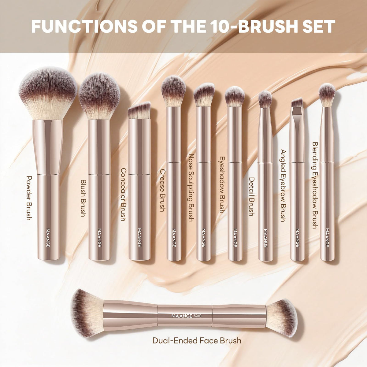 MAANGE premium synthetic bristles for smooth, gentle makeup application