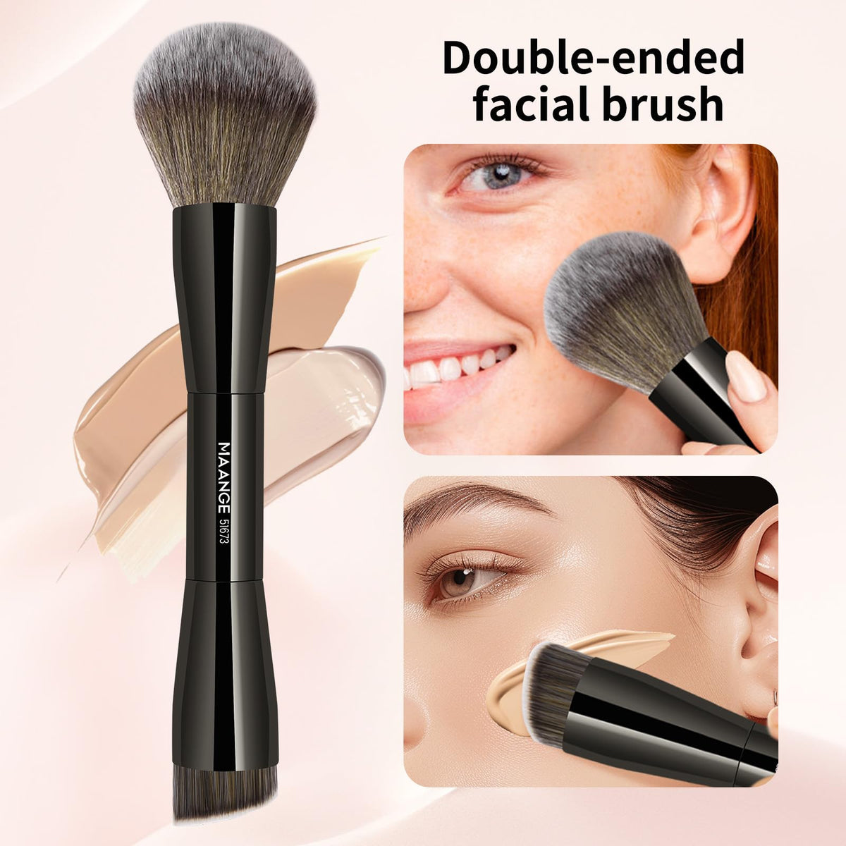 MAANGE rounded kabuki brush glides over curves for soft blending.