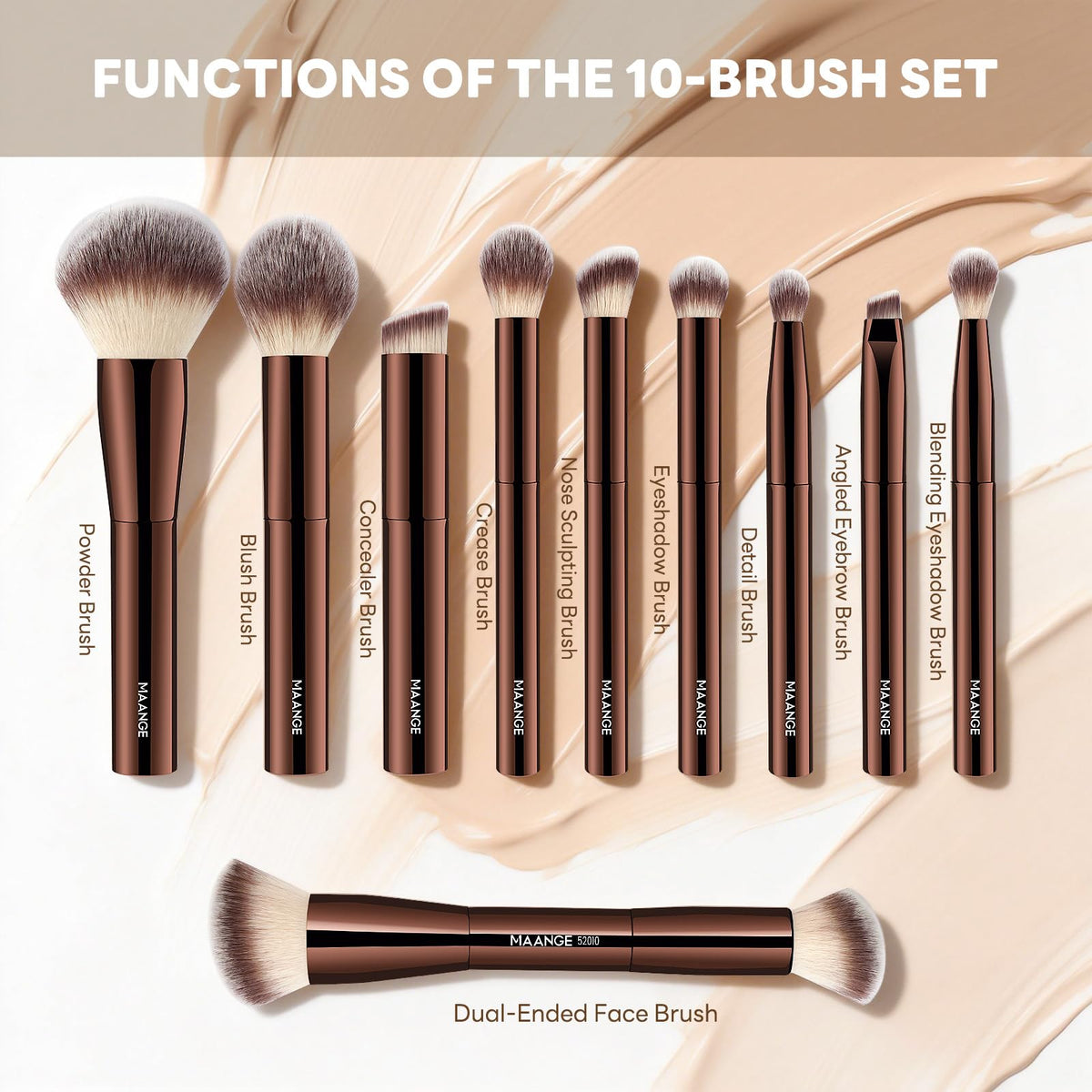 MAANGE soft synthetic bristles for gentle foundation and powder application