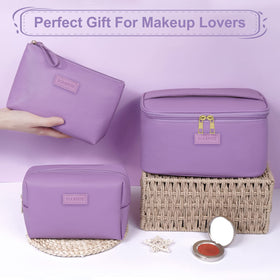 MAANGE travel makeup bag large interior view with compartments.