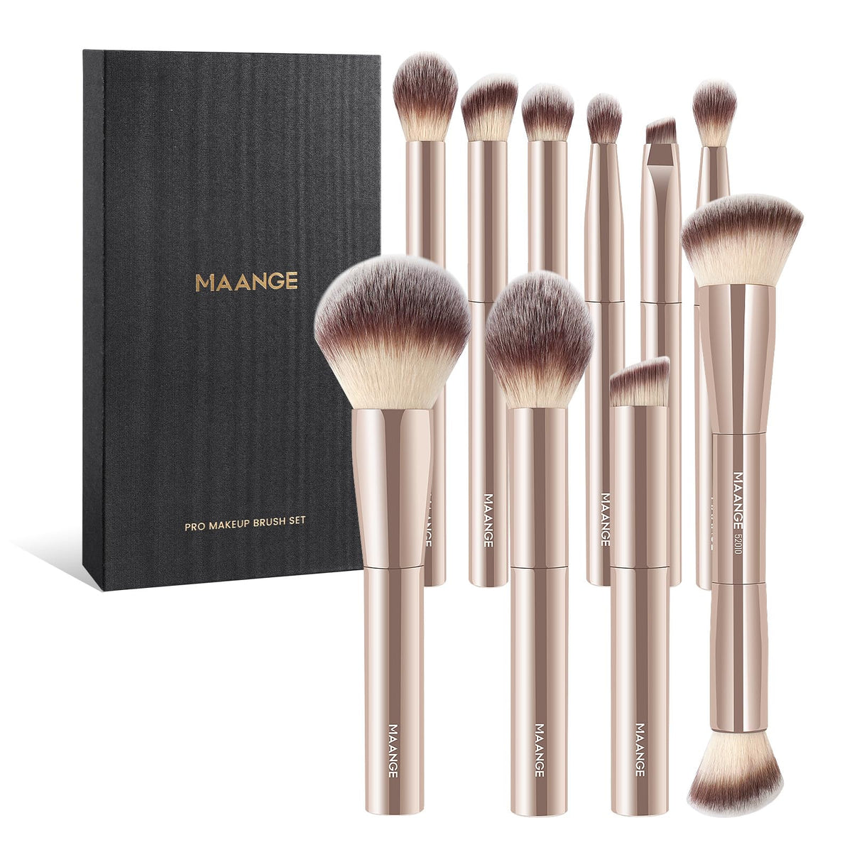 MAANGE travel makeup brush set with compact magnetic case for on-the-go makeup