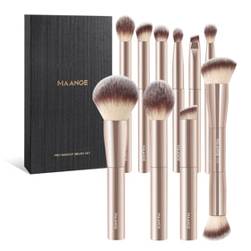 MAANGE travel makeup brush set with compact magnetic case for on-the-go makeup