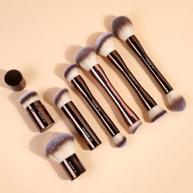 Maange velvet makeup bag keeps brushes organized and protected.