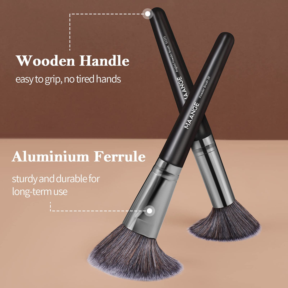 MAANGE wooden handle with aluminum casing detail for sturdy, precise tools.