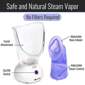 Mabis Steam Inhaler nasal attachment targets congestion for targeted relief.