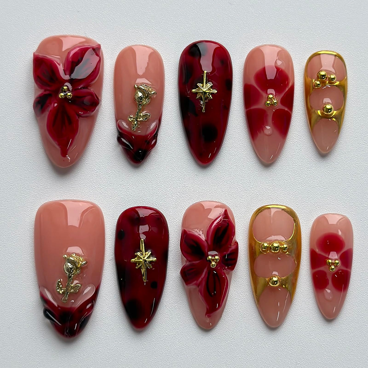 MABKJLF medium almond nails kit with tools for effortless at-home application.