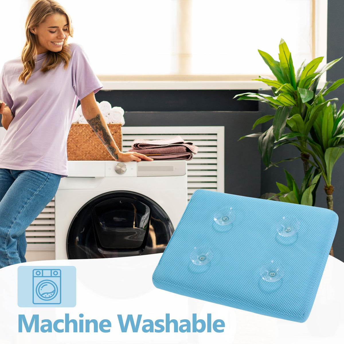 MABOZOO bath cushion is machine washable for easy care.