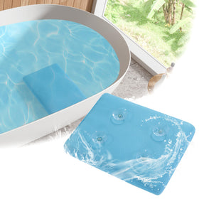 MABOZOO bath cushion on blue tub for comfortable soaking.