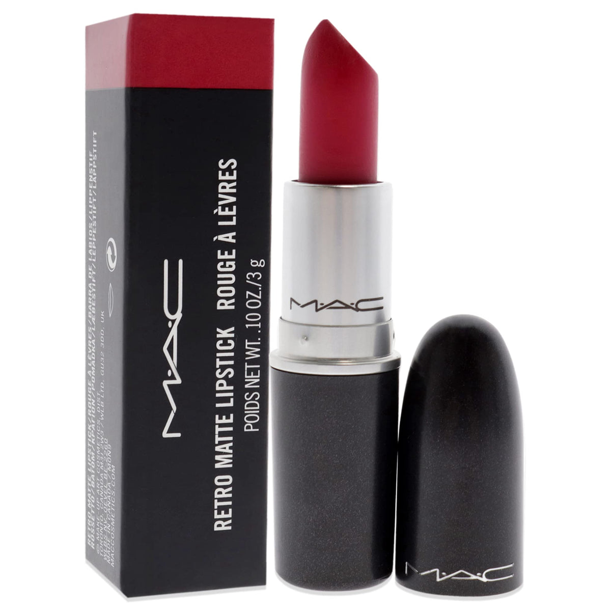 MAC All Fired Up lipstick packaging highlights premium case and brand quality.