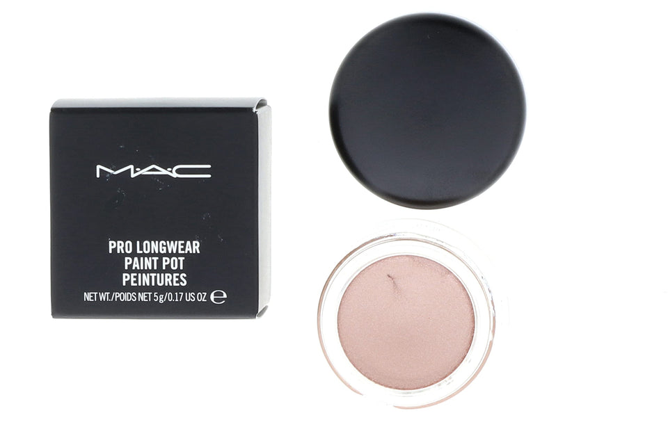 MAC Cham Pale Paint Pot jar closeup shows creamy base for smooth eyelid prep.