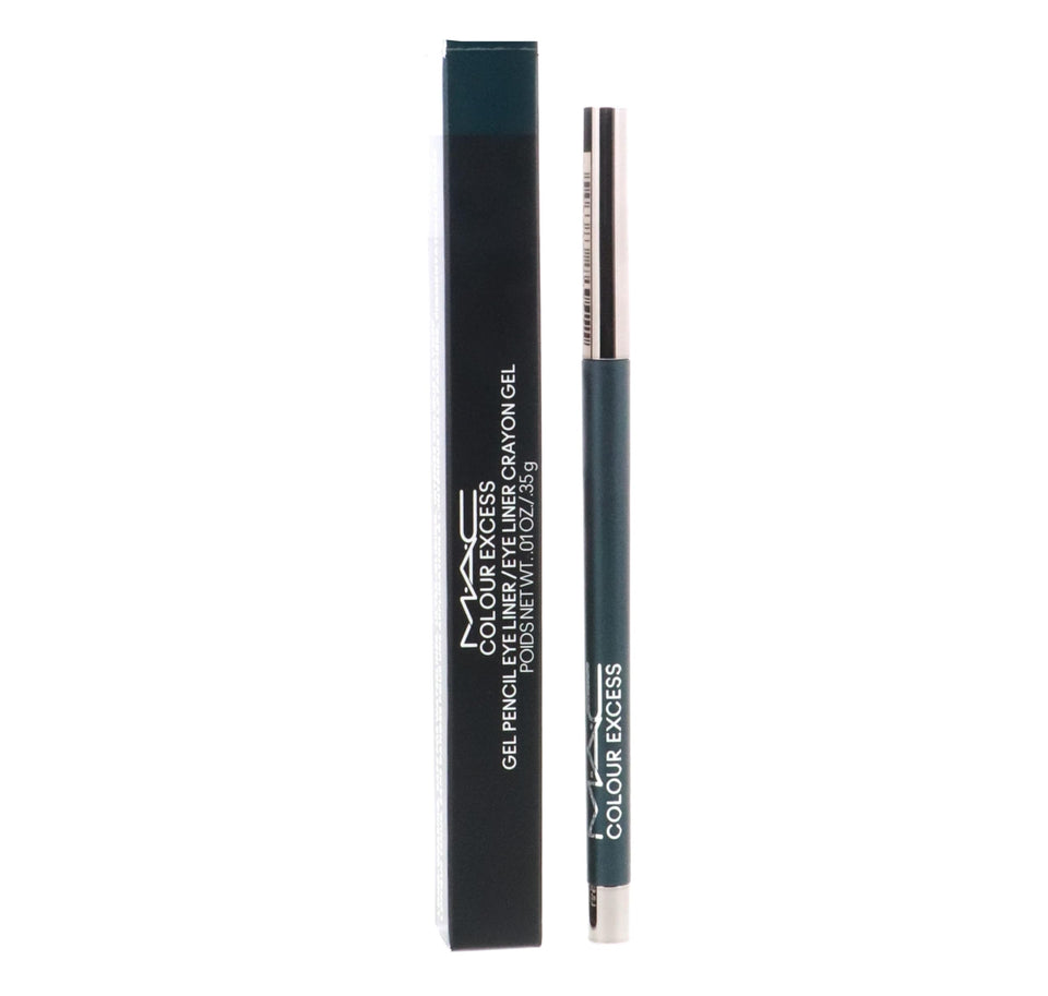 MAC Colour Excess Gel Pencil Eye Liner Hell-Bent swatch showing black base with iridescent pearls for dynamic sparkle