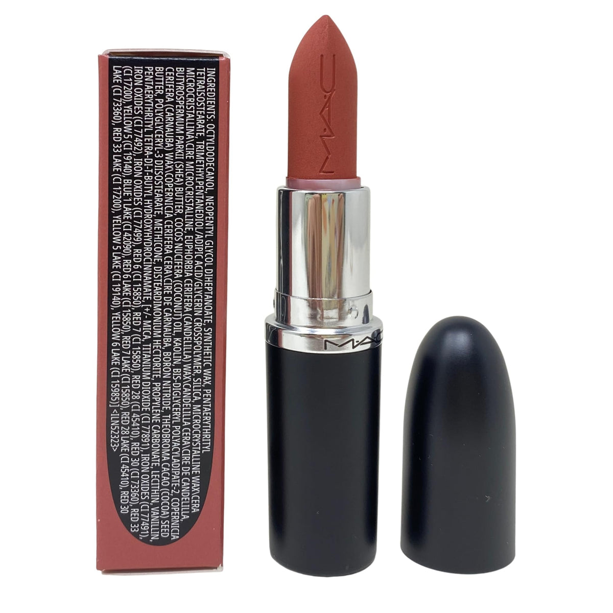 MAC M.A.Cximal Matte Lipstick 683 Cafe Mocha on lips showing mauve nude finish