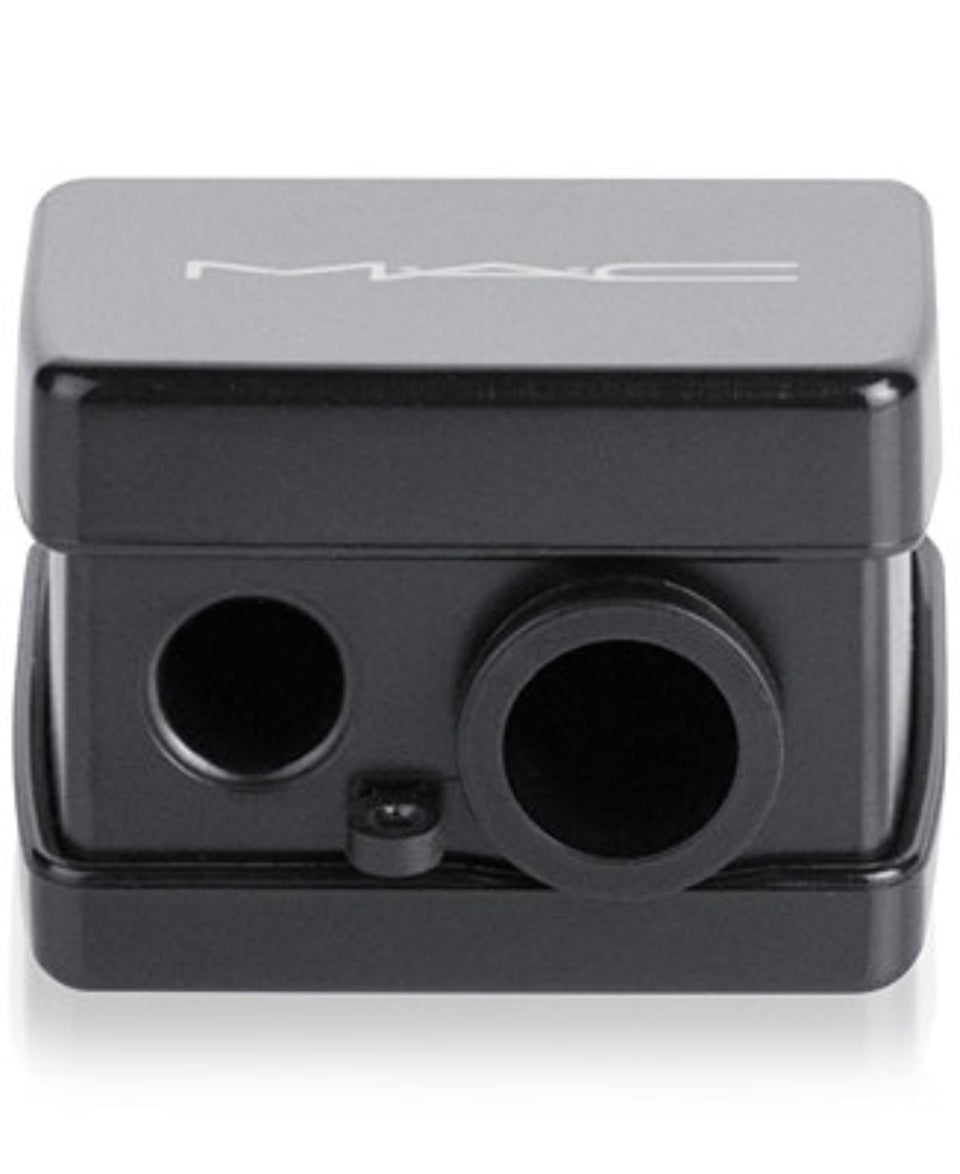 MAC Duo-Sided Sharpener close-up highlighting precision tips for eye, lip, and face pencils.