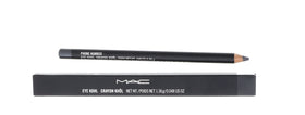 MAC Eye Kohl rich pigmentation swatch shows deep charcoal shade for defined eyes.