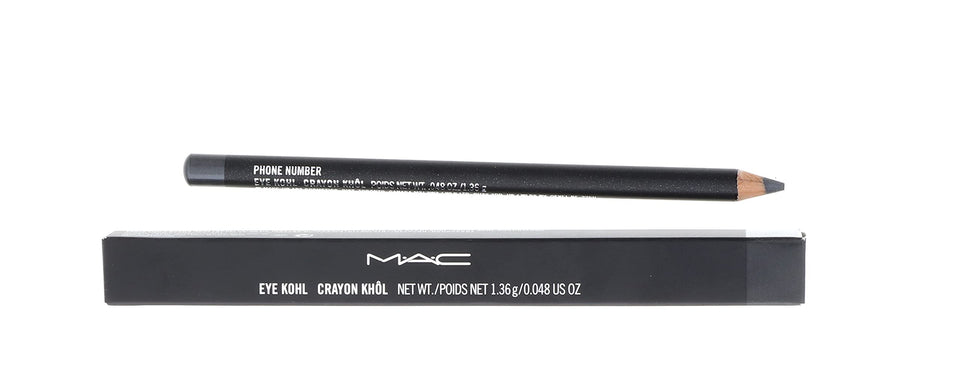 MAC Eye Kohl rich pigmentation swatch shows deep charcoal shade for defined eyes.