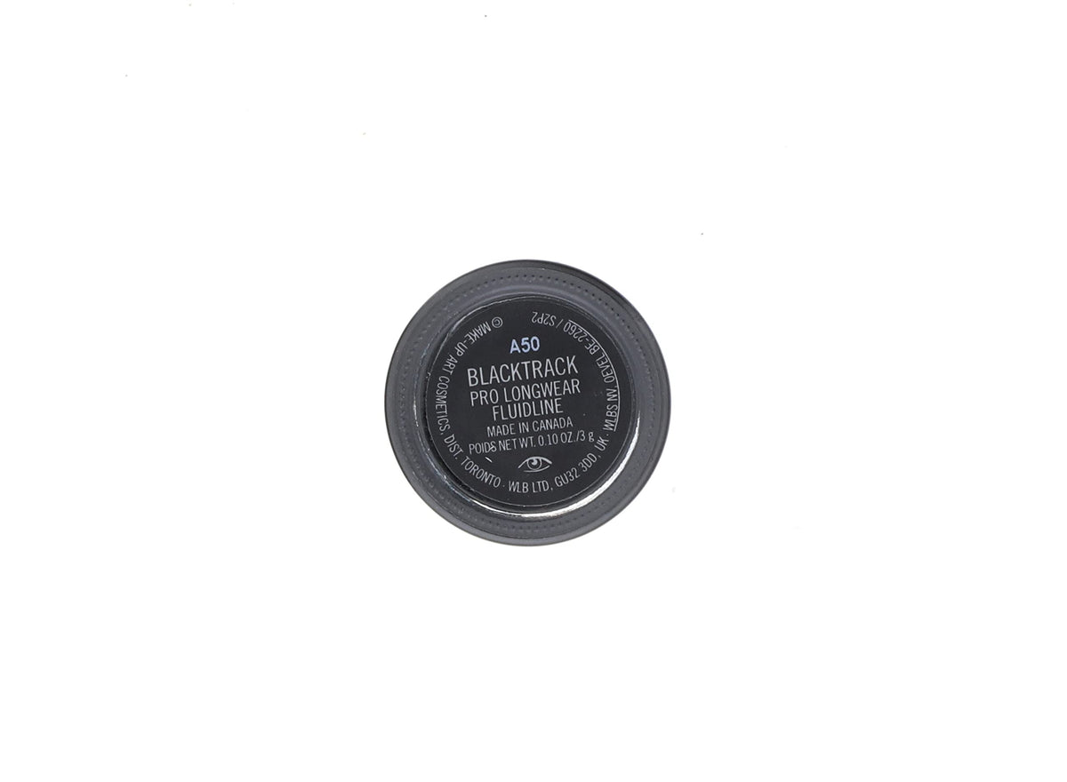 MAC Fluidline Blacktrack tube and cap displayed for smooth, travel-friendly use.
