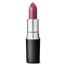 MAC Frost Lipstick Plum Dandy packaging close-up showing premium finish and compact design.