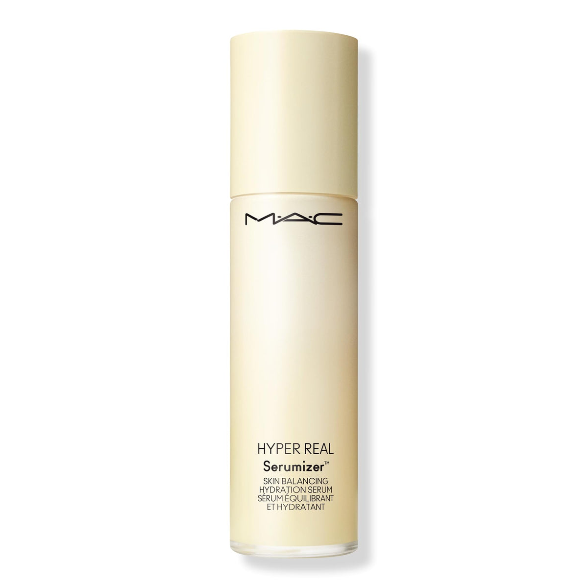 MAC Hyper Real Serumizer bottle front, sleek design for daily hydration