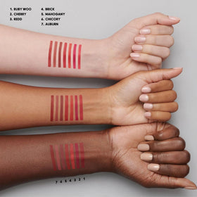 MAC Lip Pencil Auburn during application defines lips with clean, lasting lines.