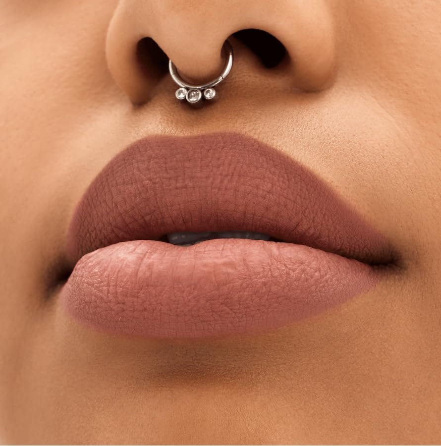 Close-up of matte texture from MAC Locked Kiss 24H Lipstick 61 Mischief.