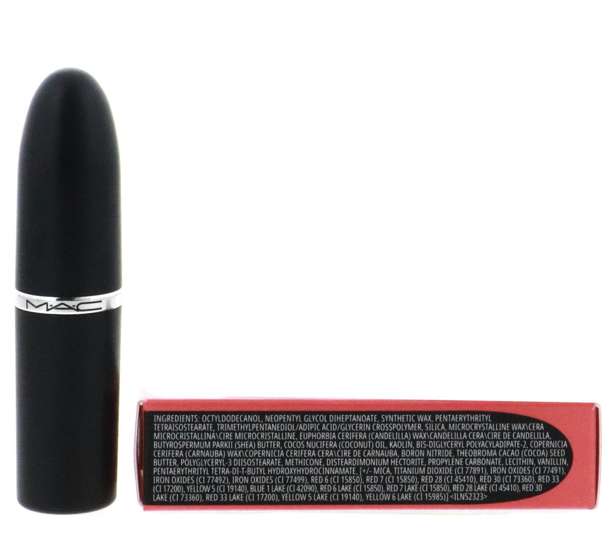 MAC M·A·CXIMAL Flamingo lipstick packaging image shows premium design and easy-to-use product