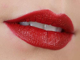 MAC Matte Lipstick 612 Russian Red side view shows precise edge
