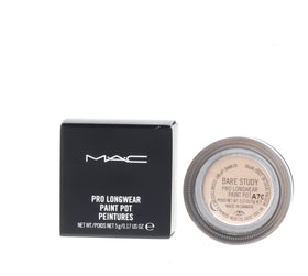 MAC Paint Pot Bare Study swatch shows soft beige with gold pearl for a seamless eye base.