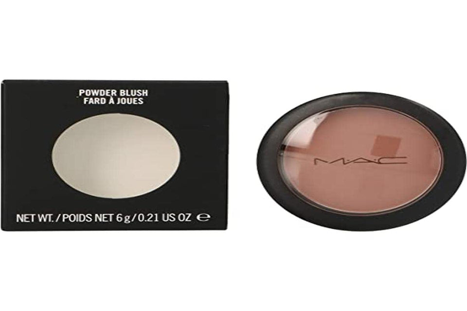 MAC Powder Blush Harmony compact swatch showing buildable natural-looking cheek color