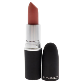 MAC Powder Kiss Mull It Over lipstick bullet reveals weightless moisture-matte finish.