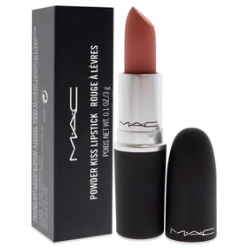MAC Powder Kiss Mull It Over matte finish on lips delivers comfortable wear.