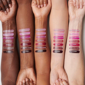 MAC Myth lip color swatch demonstrates neutral nude versatility.