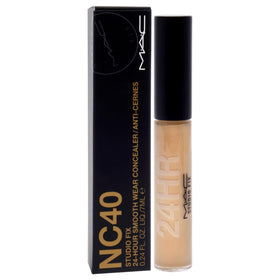 Close-up of MAC concealer NC40 packaging showing shade accessibility