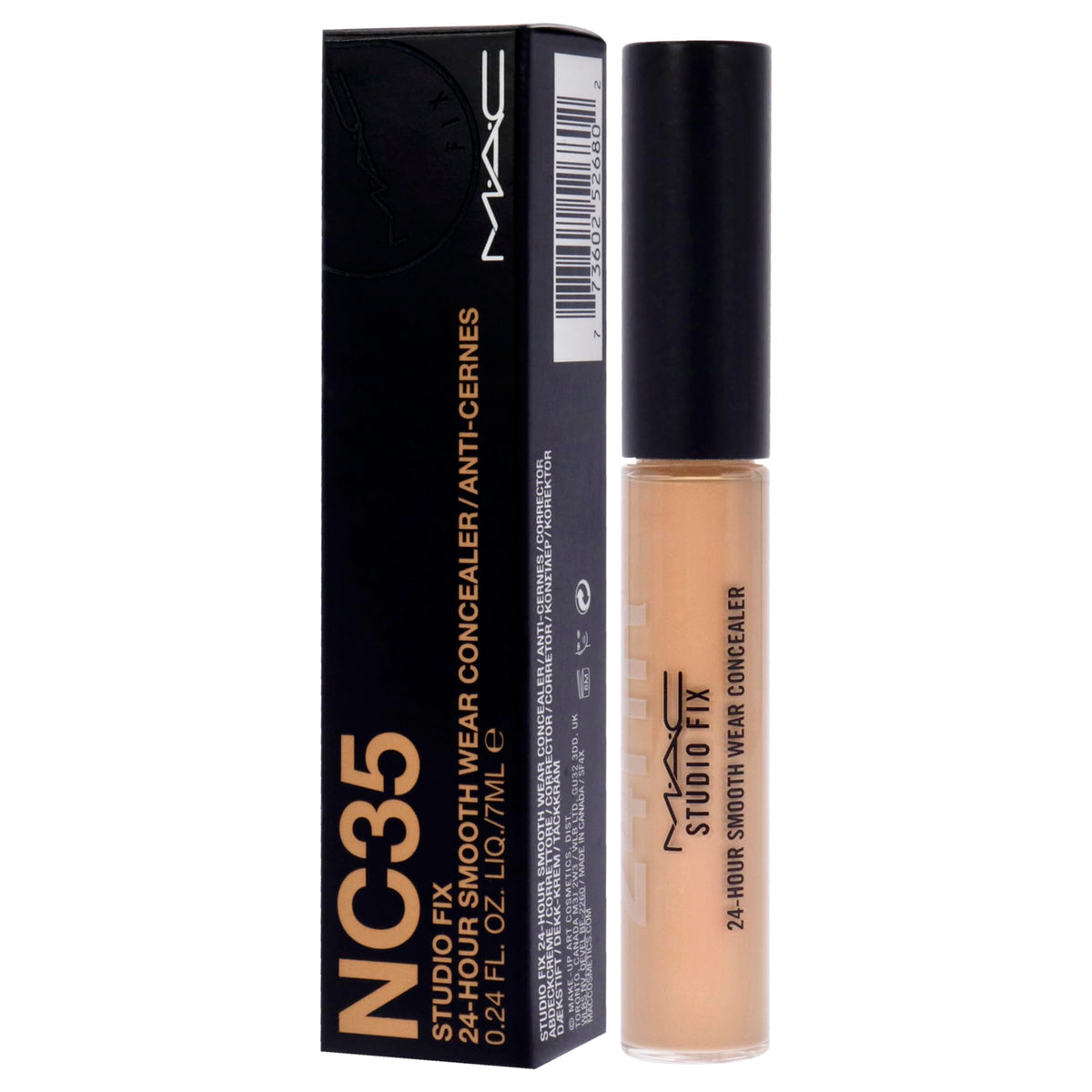 MAC Studio Fix swatch NC35 showcasing buildable coverage and color stay.