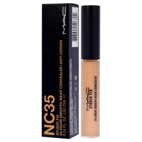 MAC Studio Fix swatch NC35 showcasing buildable coverage and color stay.