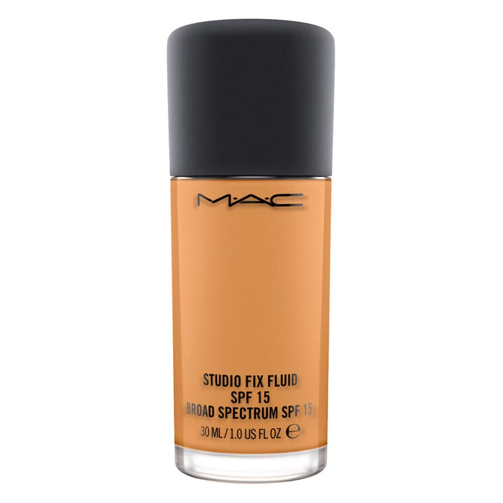 MAC Studio Fix Fluid Foundation bottle front shows shade C8 for natural matte hydration.