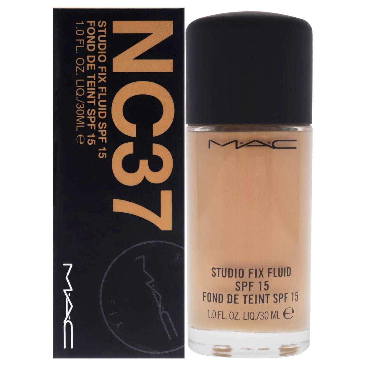MAC Studio Fix Fluid Foundation bottle close-up for lasting matte finish