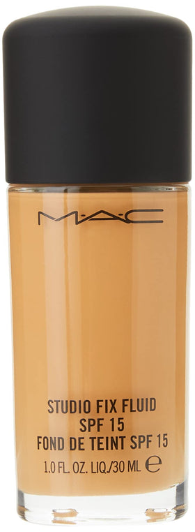 MAC Studio Fix Fluid foundation swatches showing shade NC42 and undertones