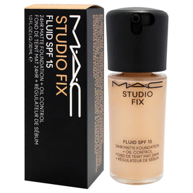 MAC Studio Fix Fluid matte finish on skin helps control shine.