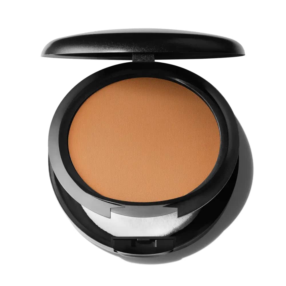 MAC Studio Fix Powder NW48 compact shows velvety matte finish for all-day oil control.