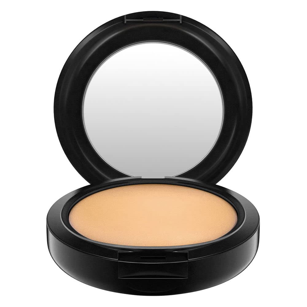 MAC Studio Fix Powder Plus Foundation C40 brush-on application demonstrates smooth blending.