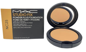 MAC Studio Fix NC25 compact demonstrates oil-control for all-day wear.