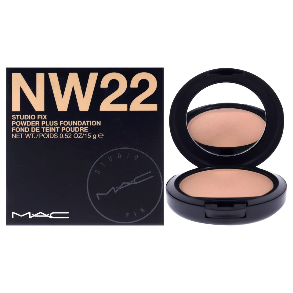 MAC Studio Fix Powder Plus Foundation NW22 compact for matte, velvety skin.