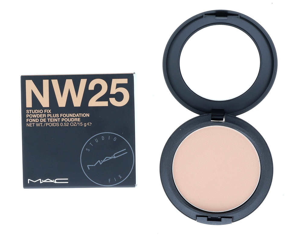 MAC Studio Fix Powder Plus Foundation NW25 compact close-up for a smooth matte finish