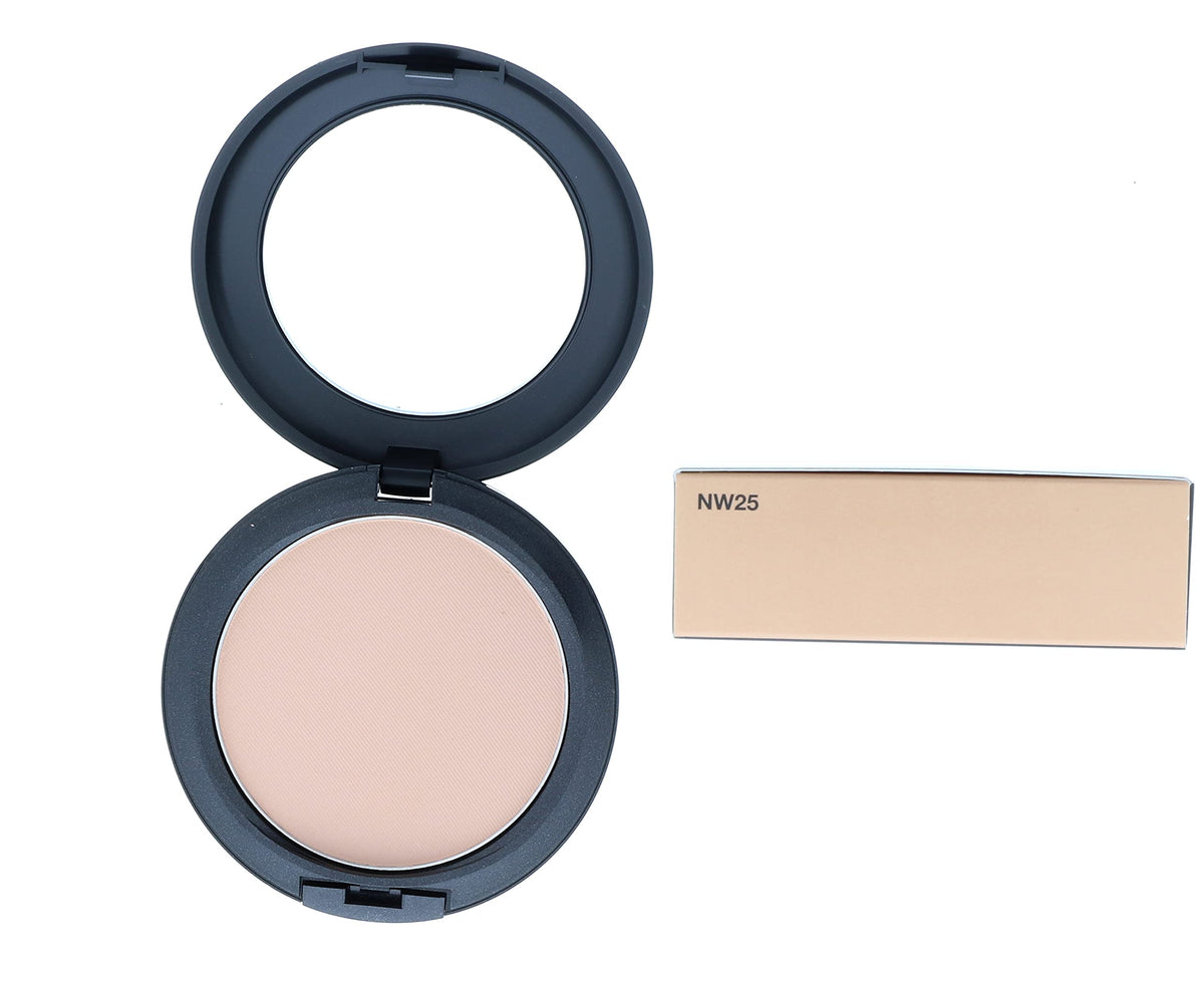 MAC Studio Fix Powder Plus Foundation NW25 swatches on skin with warm rosy undertone