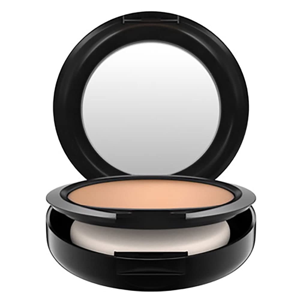 MAC Studio Fix Powder Plus Foundation NW33 compact close-up shows shade and texture for all-day wear