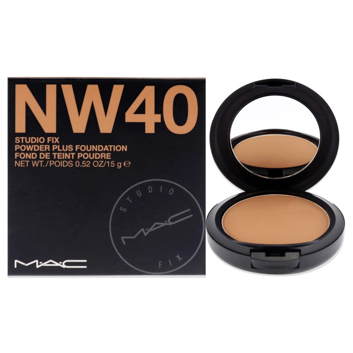 MAC Studio Fix Powder Plus Foundation NW40 compact with a smooth matte finish