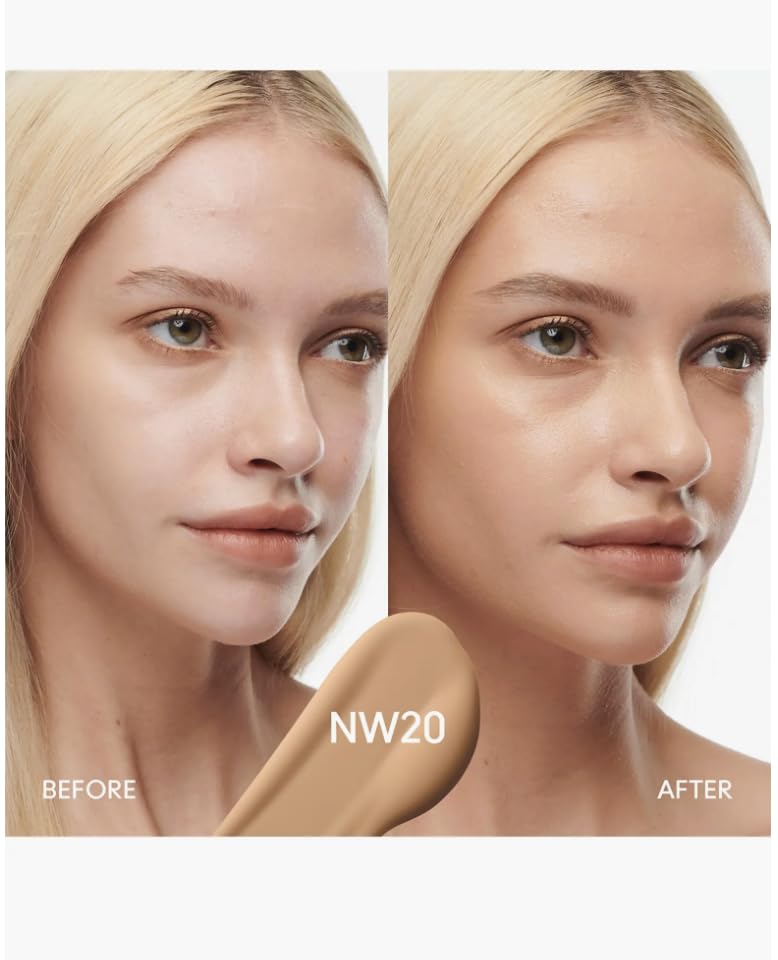 MAC Studio Radiance Serum Foundation application demo highlights smooth texture and even tone.