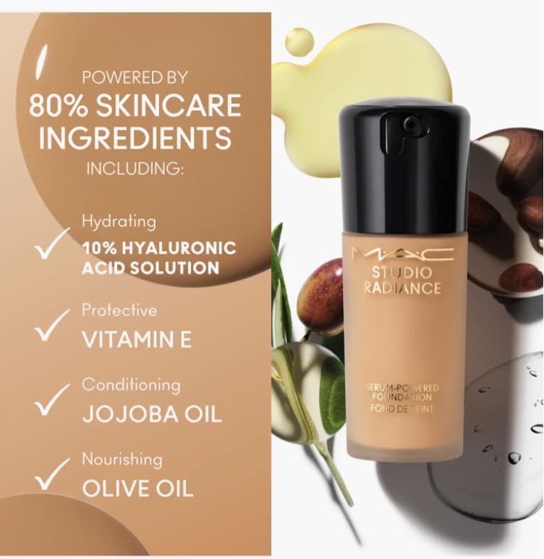 MAC Studio Radiance Serum Powered Foundation NC10 on the face during day-long wear